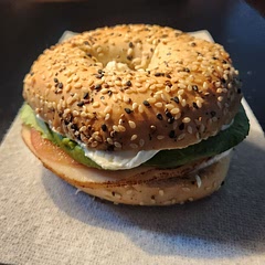 DELICIOUS LUNCH!! I did use lettuce rather than spinach, deli chicken rather than ham, and no cucumbers, just because I didn't have those things on me. However, I think this could be delicious with any combo.