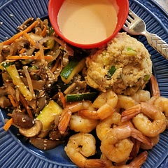 Last night was homemade Hibachi Shrimp w/ cauliflower fried rice from scratch.  I was so worried it wasn't going to turn out.  Hubby said it was perfect & just what he needed.