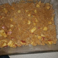 I replaces the 1/2 white sugar with honey and halted the 1/2 brown sugar and took out the 2 tbsp white sugar from the flour to make it more healthy. And I sprinkled straight cinnamon on top. Looks good. Excited to bake!