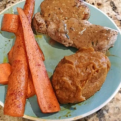 I sliced the pork before cooking, and marinated them for 8 hours in the seasonings. I only had to cook it in the oven for 5 minutes to glaze them. I also used fresh thyme and rosemary. They were delicious and moist. 10/10