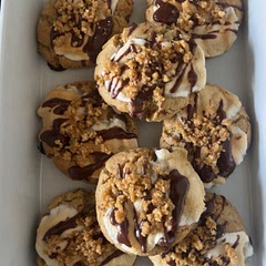 I loved these! The one thing I wouldn’t recommend though is broiling the cookies to melt the marshmallows. I knew it sounded like a bad idea and it definitely was, it caused the cookies to be a little overdone. I would try again with just torching the marshmallows.