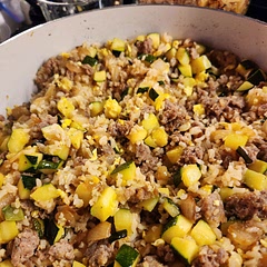 I liked this but I also only used the recipe for a few tips and inspiration. I had some leftover rice, an onion, zucchini, and ground pork sausage that I wanted to use up. I cooked each ingredient in the same pan, removing one and sitting asidebbefore adding the next. Cooked in this order:  sausage, diced onion, diced zucchini, sautéed garlic, fried eggs, fried the rice as directed, then added back all ingredients before adding some more soy sauce and frying a few more minutes.