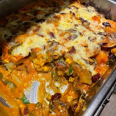 A new addition to the Family Favourites list! I made my own enchilada sauce from Cookie & Kate blog.

I’ve also made it combining butternut & sweet potatoes and just leave out the tortillas.