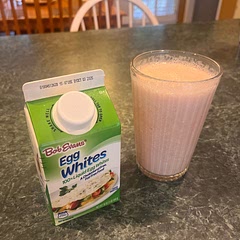 This was so good and I couldn’t taste the egg whites at all. I didn’t realize these are safe to eat raw but it says they are pasteurized. I used pineapple juice and added a little frozen strawberry and banana. It was delicious and high protein.