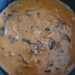 Added extra paprika and used frozen mushrooms. Substitued dill for tarragon.