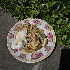Soo yummy! I add peanut butter between the layers, chia seeds, pumpkin seeds, granola, Greek yogurt, bananas and drizzle honey on top. Best pancakes ever!