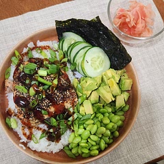 Left out the radish, added avocado. Also added a soy based "sushi sauce"