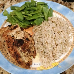 The chicken had good flavor but it was still kind of dry even though it marinated for almost two day. it's possible that it was dry because I cooked it the day before we ate it. Instead of taking the time to make the special rice, I just served it with brown rice and green beans. 9/10