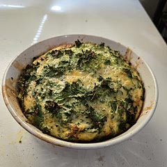 I made this in a dish instead of in a cupcake pan, and it took WAYY longer than 20 minutes. 56 to be exact to fully cook through, BUT it's really tasty, and I'd definitely make it again! 