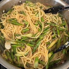 SO GOOD! 

I subbed parmesan cheese for the nutritional yeast, and didn’t use the optional olives, capers and beans— and yet! Turned out great. Will be a go-to for when I have fresh seasonal asparagus. 

Recipe says 4 servings, I think it’s more like 2 servings.