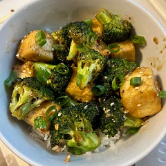 This came out good! I used sunflower oil instead of grape seed oil because it was cheaper. I added red pepper flakes and some fresh squeezed lime juice to the sauce. I sautéd the garlic and ginger in the pan, then added the sauce, that way the flavors come out better versus just adding it raw to the sauce. That should be a rule for all sauces you make with fresh ginger and garlic, and something I always do. Next time, I will increase the sauce ingredients by 50% because this made not quite enough, which left the meal a bit dry, but I still really liked it.