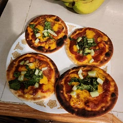 I took quite a bit of creative liberties with this recipe, using naan bread, a different cheese and adding vegetables, and despite being a little overcooked through no fault of the recipe itself these were a delightful treat.