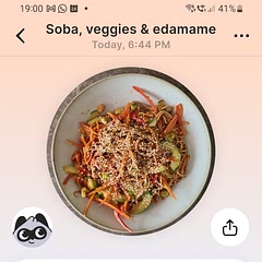 This was really nice! I did mostly use it for the recipe of the sauce. To the soba noodles I added thinly sliced carrot, bell pepper, cucumber, green onion and edamame. 

I didn't have sriracha sauce so I added some crispy chili oil, sambal (not the spiciest kind) instead. Loved it!