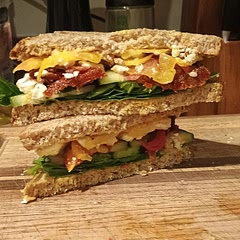 This was much better than I expected! We used red pepper hummus, fresh tomatoes and a keto bread. I also added some sliced bell pepper. Would not be bad with a whole grain bread as well and it's definitely good with sundried tomatoes in oil. 7/10