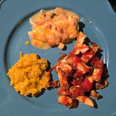 I used chicken tenders instead of breast and just cut the cooking time down a little.  Served with roasted potatoes and slaw.  Decent chicken recipe.