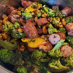 Very tasty, grilled the potatoes first on low on the Blackstone, then the rest of the ingredients. 