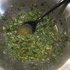 Simply delicious. Tangy, garlicky and with a tiny bit of heat. We didn't have chilies so we used jalapeno instead. Super easy to make.