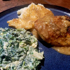 Easy, will make again. I will definitely double the gravy recipe. Served with mashed potatoes and creamed spinach. 