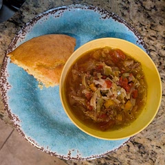 I seasoned with bay, garlic, Worcestershire sauce, a small splash of apple cider vinegar, and msg. 

20 minutes in the pressure cooker made it a little soft for my tastes. Next time I will start at 10. 

Very tasty, served with cornbread for the carb-rating family. 