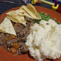 I have never made a savory mince before and although it was enjoyed i would probably add more flavour, wine, garlic, mixed herbs, more salt.  But it was good to learn from. 