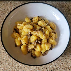 Made this with chestnut mushrooms from our CSA. Another good way to eat gnocchi. 