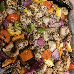 Added minced garlic and a tbs of Italian dressing rather than olive oil. Delicious! 