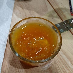 SOOOOO TART. I've been dipping animal crackers in it all week. 4 lemons' juice wasn't a great measurement, since my lemons were hard and almost juiceless. I added some lemon juice we had on hand, in a quantity I didn't measure. Like 3/4 a cup maybe? 