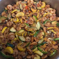 I didn’t have chili seasoning, so I used my homemade fajita seasoning.
I also used 2 yellow squash (mine were small) & I tried an Aloha pepper instead of a red bell pepper.