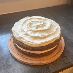 The frosting was too runny so I added mascarpone to help make it stiff enough to hold the cake. The cake itself was great. It did take me a long time to finish though.