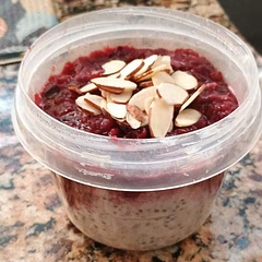 Black plums are required if you want the mixture to be purple. It also took me about 5 minutes to get one plum to be the right consistency, and I needed to add a bit more milk so it wasn't too thick. It is good hot and cold. Sliced almonds on top are also a good addition. 8/10
