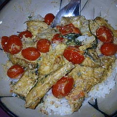 Fabulous! Subbed tofu for chicken and turned out amazing. Served over rice, but it would be awesome with penne as well. Definitely going in the routine!