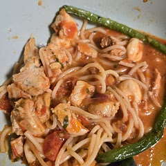 Lots of flavor. I put it over thin spaghetti noodles. Green beans as the side.