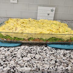 It turned out delicious! The 9x13 version made 8 slices of a vegan shepherd's pie. It tastes like a ground chicken crumble shepherd's pie. The caramelized onion really amps up the overall flavor. Yum! I like topping mine with extra salt and pepper.