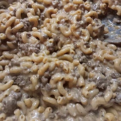 Used beef broth instead of water and heavy cream instead of milk. It was simple quick and tasty 