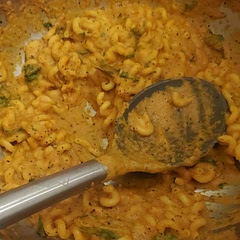 I accidentally put the full can of coconut milk and crushed tomatoes in but it was delicious! I also added probably about a quarter cup of nutritional yeast and a handful of arugula for garnish.