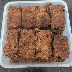 This is my third time making these and we LOVE them as a healthy, homemade swap for granola bars. The first two times I made them as cookies, but the third time, I made them in a large baking pan and cut them up into rectangles, which was MUCH easier. I doubled the batch, added a bit of maple syrup for flavour and baked in the oven for about 25 minutes to make sure they would hold their shape after cutting. They are soft, moist and keep us full for awhile. 