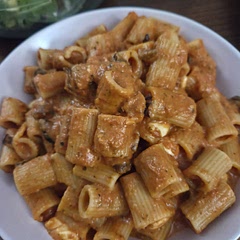 I used 1 lb rigatoni, 8 oz mozzarella ball, 8 or so large tomatoes from my garden, a splash or so of cream in the tomato sauce, and 5 small fairy tale eggplant. The eggplant cooked easily enough and melded well into this dish. I roasted the tomatoes with a head of garlic drizzled in oil at the same temp as the eggplant, then squeezed the garlic out into the dish and blended it all with my immersion blender. Would make again, perhaps incorporating some calabrian chile to spice it up next time.