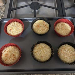 Another reviewer said they got 6 muffins out of the recipe, so I doubled it hoping I would get 6 jumbo muffins (each twice the size of a regular muffin). They ended up pretty small, so I think the author’s 4-muffin estimate might be accurate. I’ll try tripling
 it next time.
