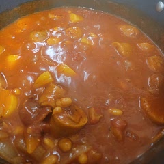 Added potato chunks and served with a cob loaf