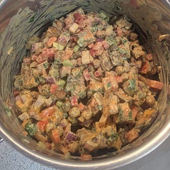 The dressing is gorgeous. I added a diced roasted yam and fried the chickpeas until crispy and coated them with a curry spice blend