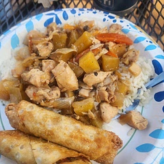 I added white rice and egg rolls. It was very good and will definitely make it again