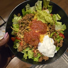 It's a typical taco salad and tasty! I used Greek yogurt instead of sour cream.