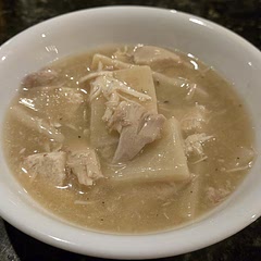 My pot was unable to hold everything so cooking was reduced to 6 cups of broth. I added the remaining 2 cups after removing the chicken, heating it up to a simmer before adding the dumplings. Kinda wish I didnt as the broth was a little more runny than I wanted even after the corn starch mixture being added. Overall though, taste was as expected...chicken. However this was my first time ever making C&D so this was a success. It's a great base that can be customized to tastes.