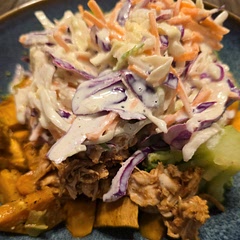 I added some coleslaw to top it off. I can see this being on repeat. Delicious! 