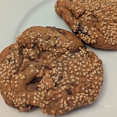 I reduced the sugar to 70-80g per sugar type and still found it quite sweet. It's quite indulgent and I'm glad I only baked four (saving the other half in the fridge for another day)