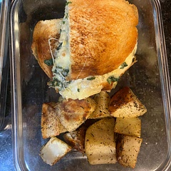 Loved this! The sandwich was amazing, I used a ton of spinach and a can of quartered artichoke just seasoned with salt and pepper. When you cook the artichoke down about 10 minutes it becomes very soft. The hot pepper mayo was a wonderful compliment. Would definitely make this again!