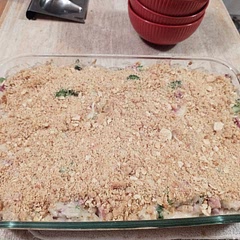 I've made this a few times now, my family likes it.  It's super easy and makes lots of leftovers for my family of 3.  I usually use whatever cheese I need to use up and I add seasoning to spice it up.