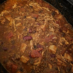 I roasted a pork loin then cubed and added it to the slow cooker for another 12 hour slow cook. That was my mistake.