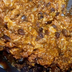 Used pre-cooked rice, so didn't add all the liquid it called for. I had tacos, hubby had nachos. I would say 6 out of 10. Next time, I might double it and use it to make and freeze burritos.