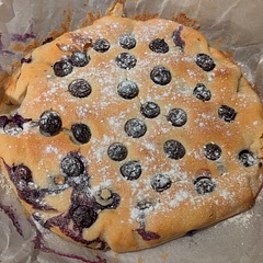 I should've dried the blueberries properly before baking and I forgot to add the vanilla, but the cake still tastes good. I reduced the sugar by about 30g, and I would add juice from the whole lemon next time. 